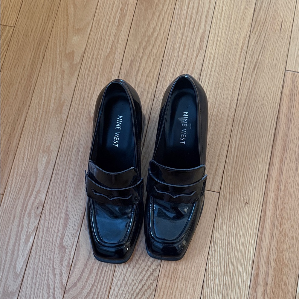 Nine West Glossy Black heel Loafers